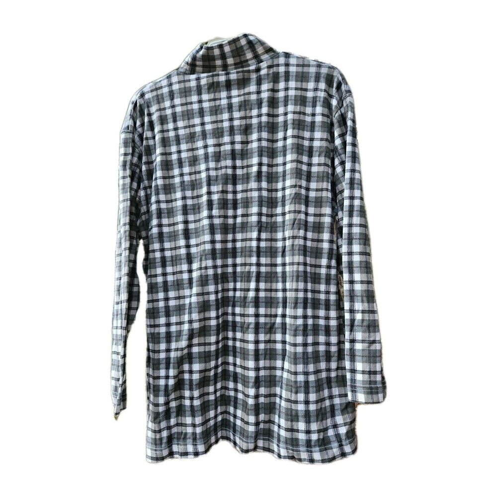 Vintage Plaid Mock Neck Top Womens Small Gray Black Tunic Swing Cozy Shirt - Picture 3 of 6
